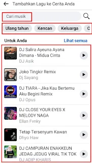 5. Cara Menambahkan Musik di Story Facebook Lite