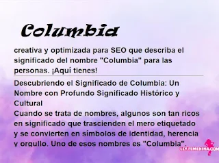 significado del nombre Columbia