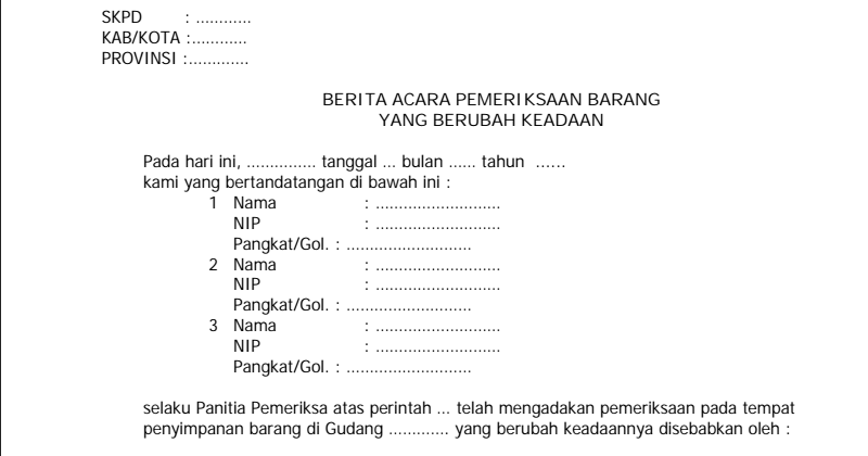 Contoh Surat Berita Acara Pemeriksaan Barang Yang Berubah 