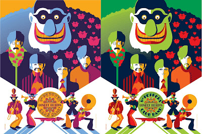 The Beatles Yellow Submarine Print Set by Tom Whalen - Print 5 Standard and Pink Variant Editions