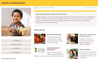 Updated Health and Nutrition overview page screenshot