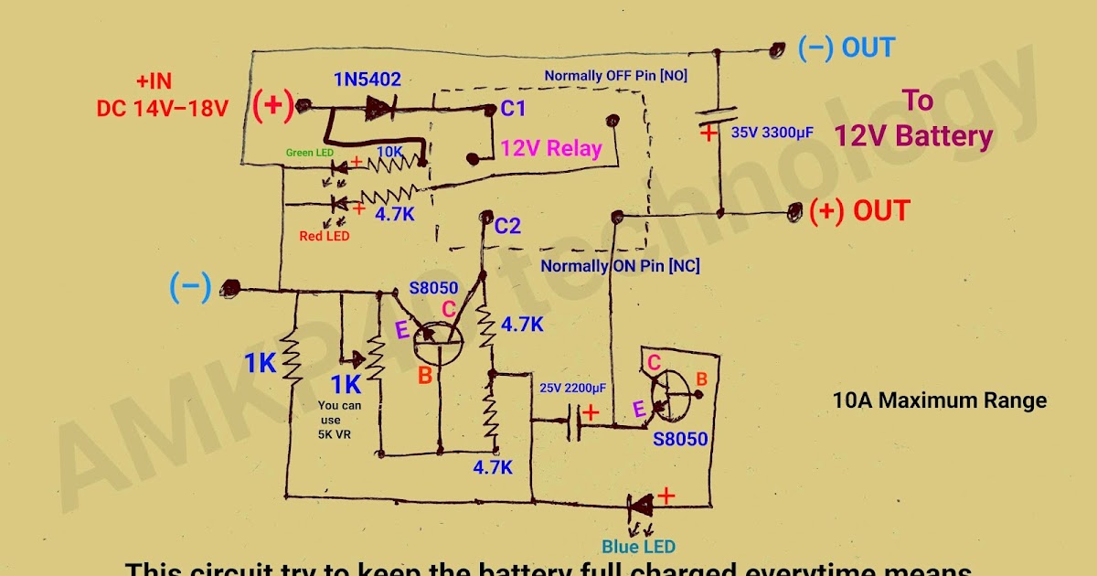 How to make 12V smart automatic battery charger circuit with auto start charging function