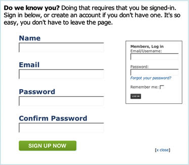 Odeo's Simple sign-up form