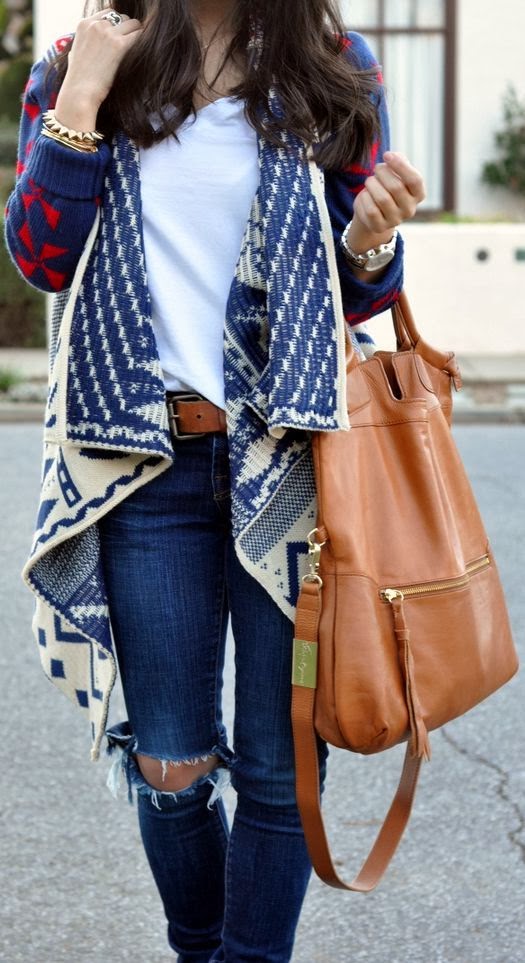Printed Cardigan With Cute Fall Outfit