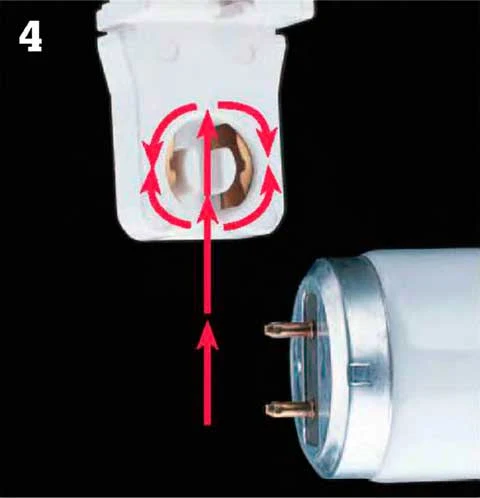 Instalaciones eléctricas residenciales - Forma de colocar tubo fluorescente en portalámparas