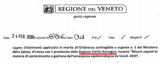 Coronavirus, gaffe ordinanza Regione Veneto