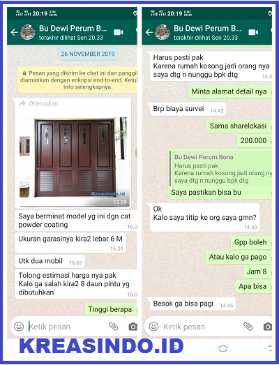 Pintu Garasi Besi pesanan Bu Dewi di Perumhan Bona Indah Lebak Bulus Jakarta