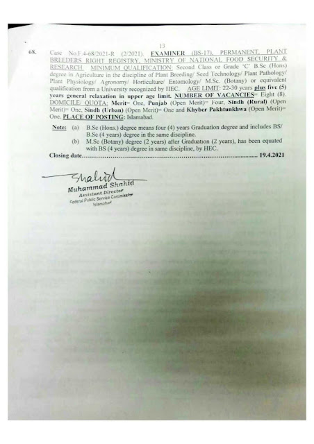 FPSC Jobs April 2021