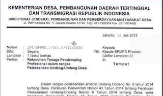 KEMENTERIAN DESA RESMI MEMBUKA PENDAFTARAN ONLINE CALON PENDAMPING DESA 