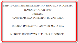 Permenkes No 3 tahun 2020 Klasifikasi  dan  Perizinan  Rumah  Sakit