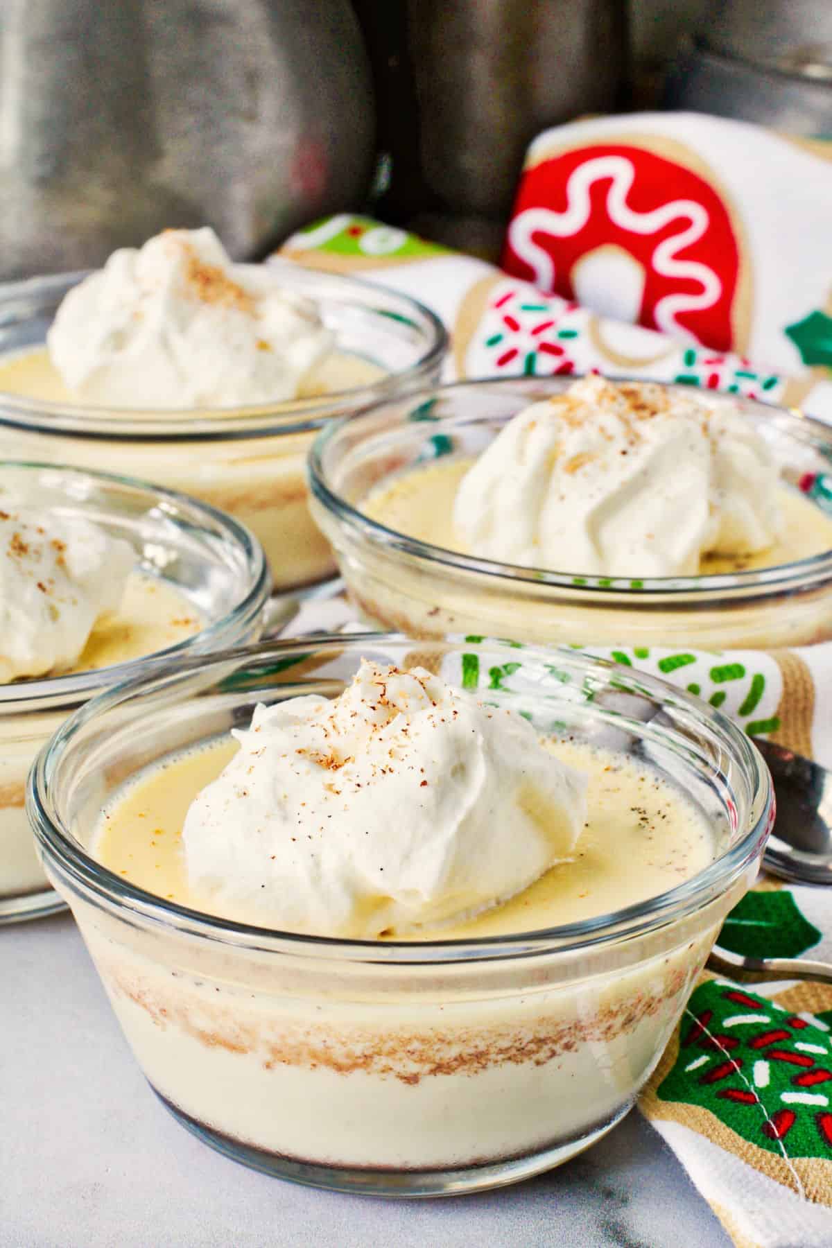 Eggnog Pots de Crème in Custard Cups.