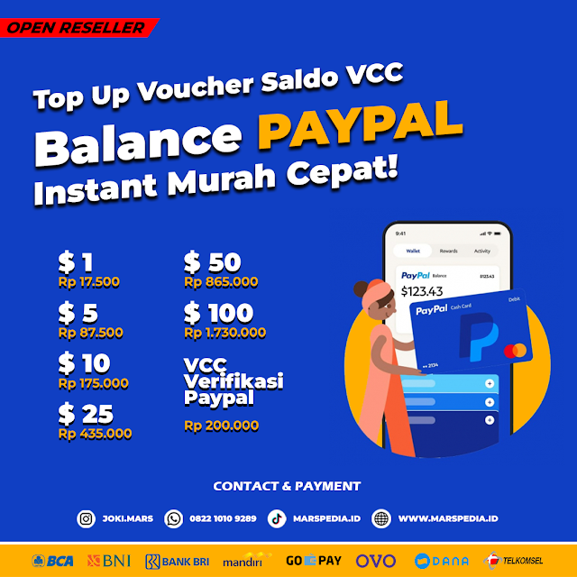 Jasa Verifikasi VCC Paypal Upgrade Menggunakan Saldo VCC Dengan Kartu Debit Kredit Credit Balance Visa Master Card