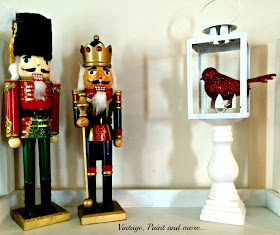 Vintage, Paint and more...vintage nutcracker decor with a painted lantern on a candlestick