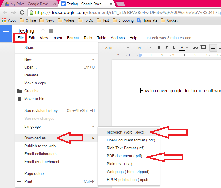 how to download google docs as pdf