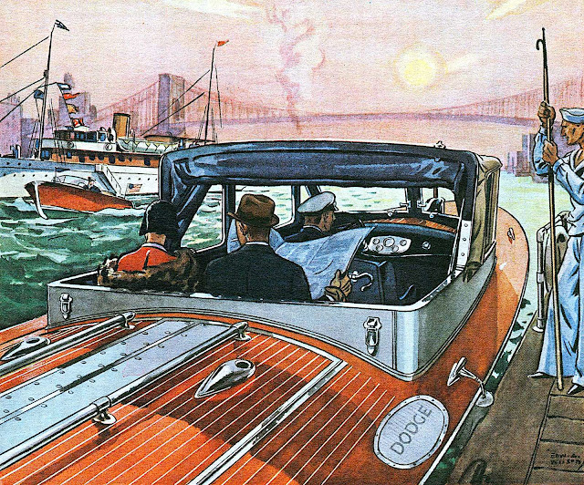 a 1930 powerboat taxi illustration, Dodge motorboat 1930