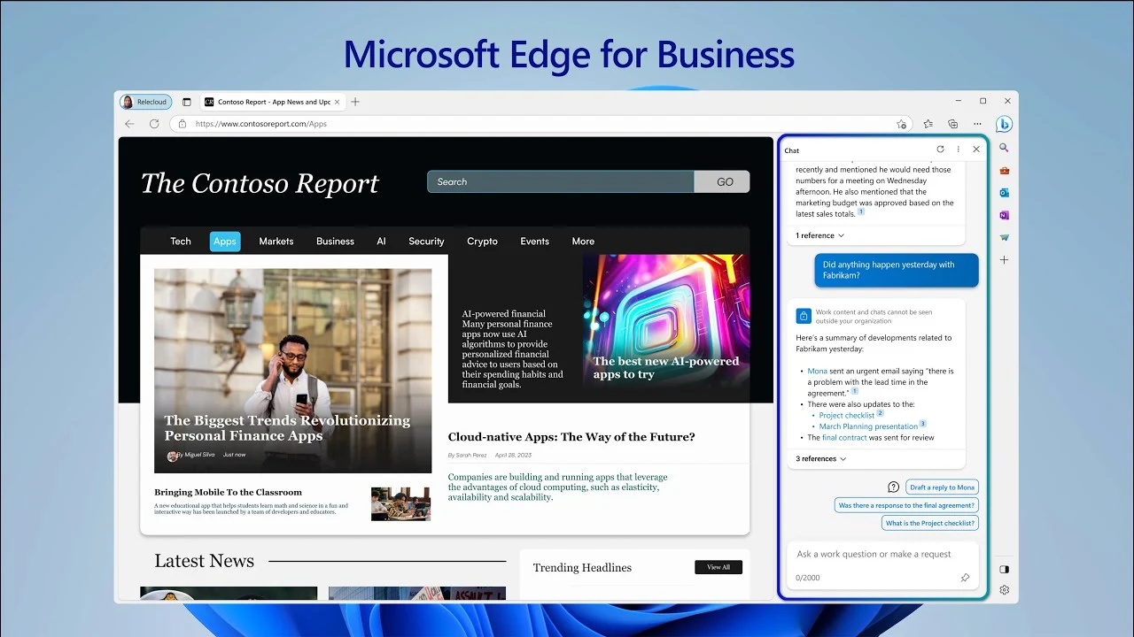 Disponibile Microsoft Edge 116 con Business mode e barra desktop