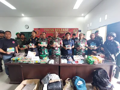 Satgas Yonif 621/MTG Amankan 20,8 Kg Sabu Dalam Kemasan Teh