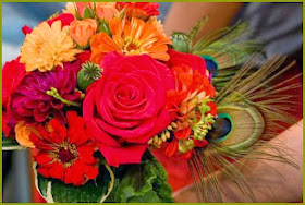 flowers with peacock feather