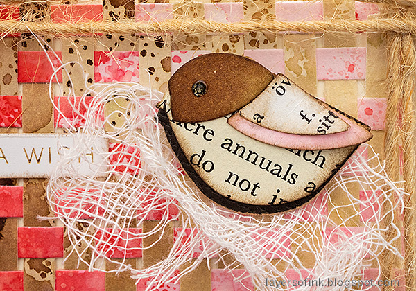 Layers of ink - Woven Paper Card with birds pink tutorial by Anna-Karin Evaldsson.