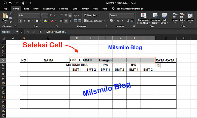 Cara merge cell di excel, cara menggabungkan kolom, menggabungkan baris 2,3 atau beberapa kolom dan baris, cara cepat merge cell dengan keyboard, shortcut merge cell dengan merge and center, merge across, merge cells, Cara unmerge cell di Excel