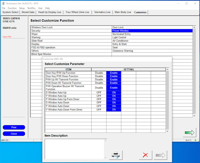 VXDIAG Toyota Techstream Yaris Customization 4