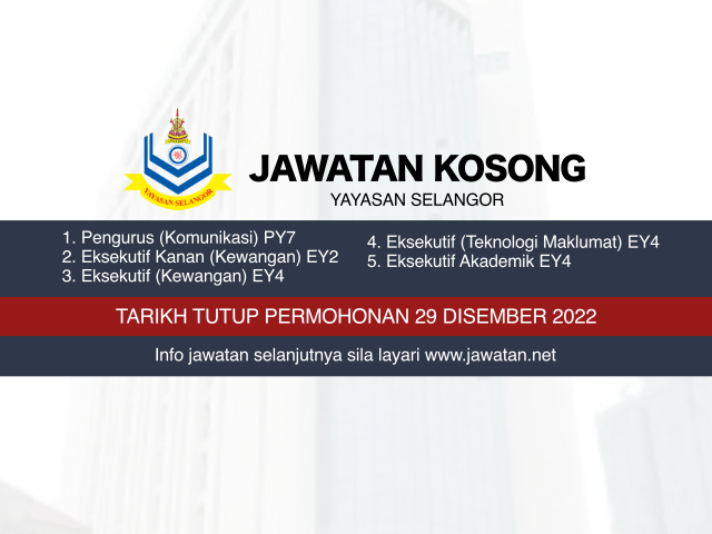 Jawatan Kosong Yayasan Selangor Disember 2022