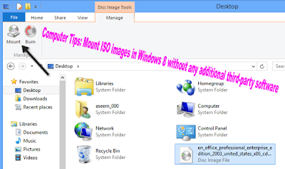 Computer Tips: Mount ISO images in Windows 8 without any additional third-party software