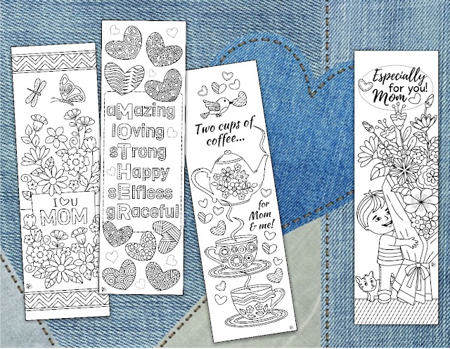 mothers day coloring bookmarks