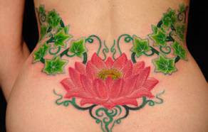 lotus Japanese lower back tattoo