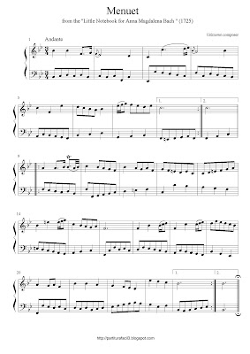 Free piano sheet music of Johann Sebastian Bach: Menuet 4 (From Little Notebook for Anna Magdalena Bach)