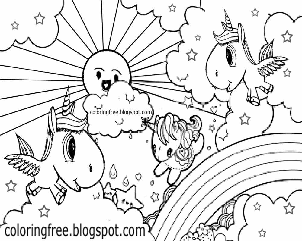 Printable Unicorn Drawing Mythical Coloring  Book Pictures 