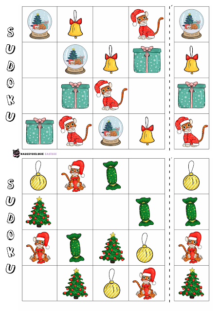 Boże Narodzenie świąteczne Karty pracy i zadania do druku dla dzieci