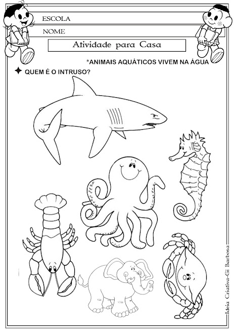 40 ATIVIDADES SOBRE ANIMAIS AQUÁTICOS E TERRESTRES » Bau de Atividades