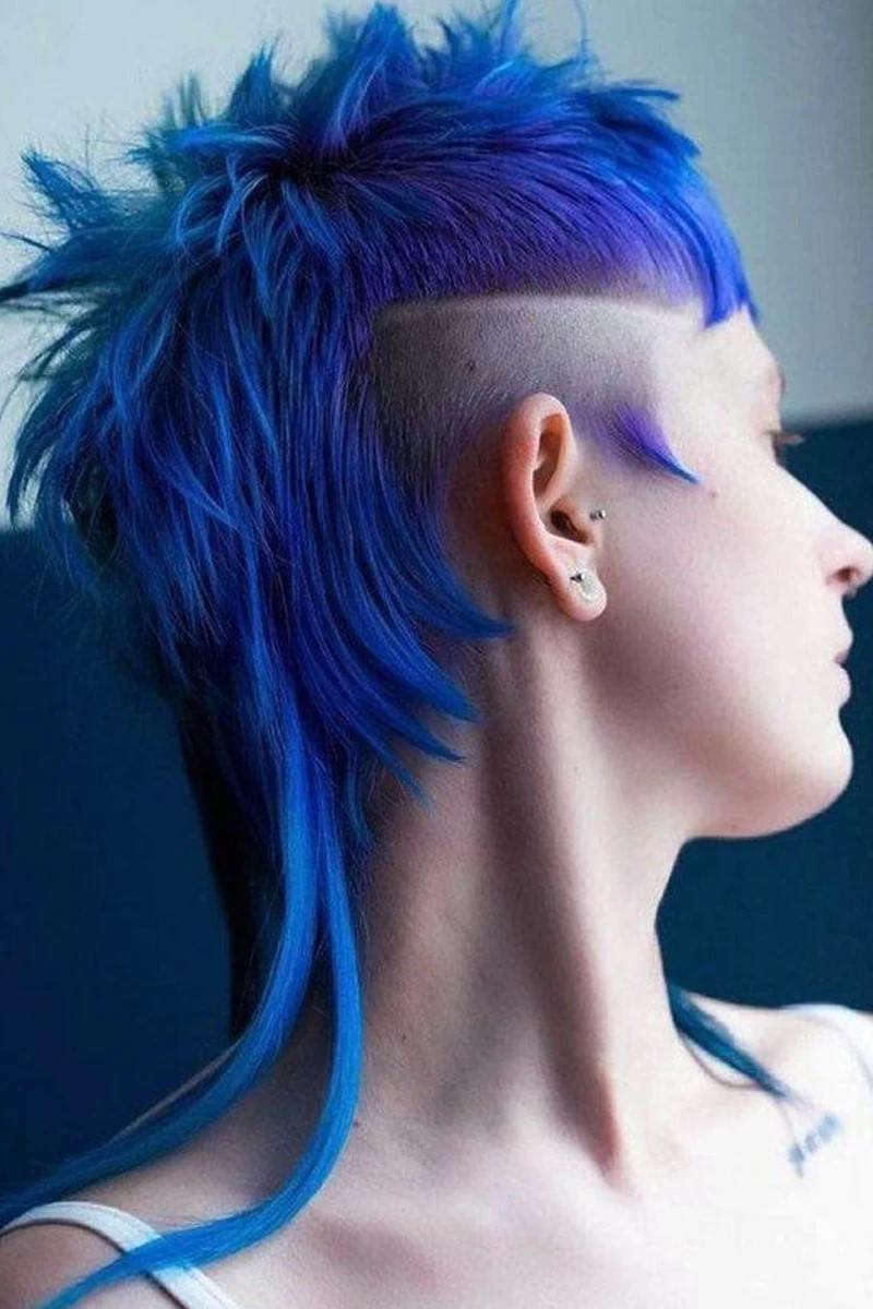 a portrait of beautiful emo woman with emo undercut and spiky style
