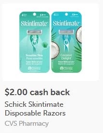 $2.00/1 Skintimate Disposable Razors ibotta cashback rebate *HERE*