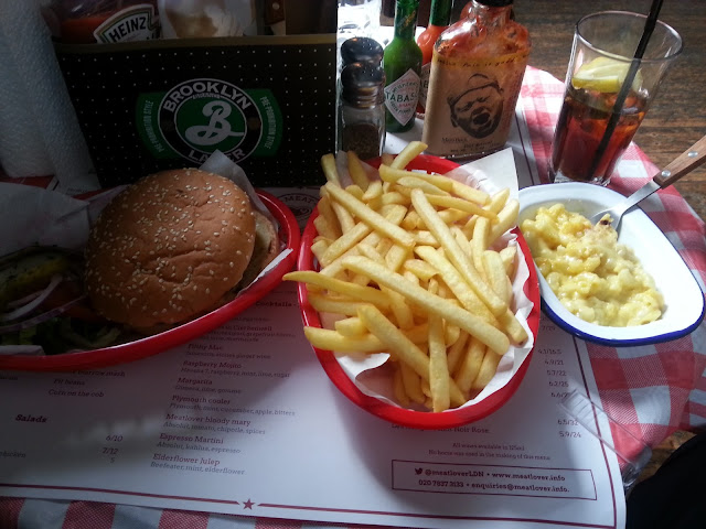 Bowl food. Burger and sides from MeatLover at Filthy McNasty's