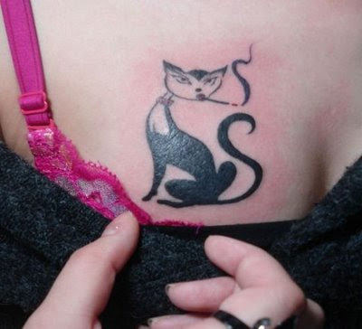 Black Cat Tattoo: Superstition is an inherent part of the black cat.