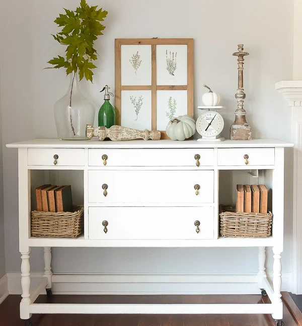 fall decor console table