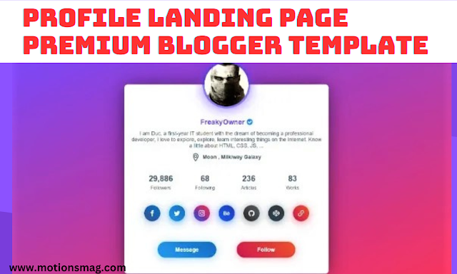 Profile Landing Page Premium Blogger Template