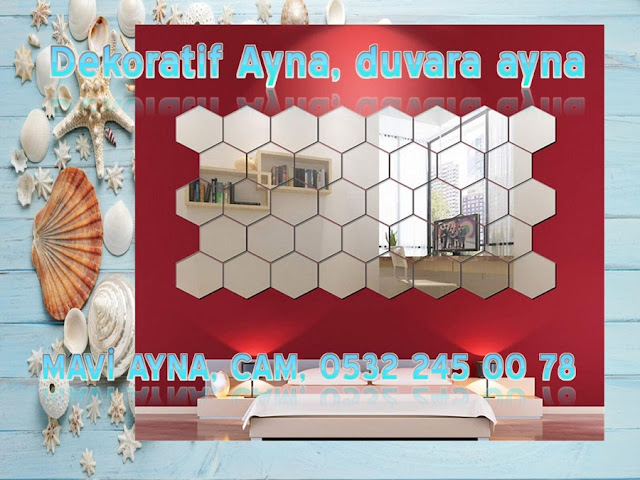 Dekoratif Ayna, duvara ayna, Duvara ayna kaplama, bal peteği ayna, Altıgen Ayna, duvara ayna döşeme, şekilli ayna, Hexagon Mirror, baklava desenli ayna,