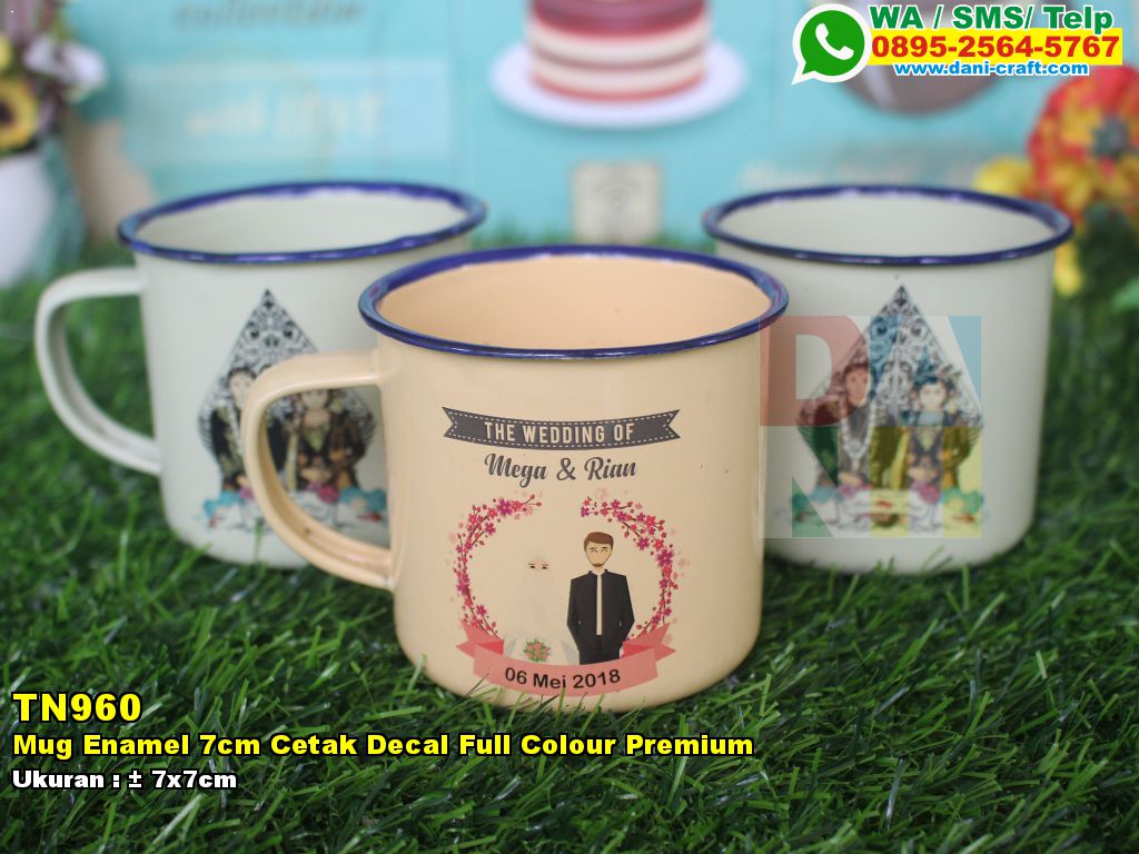 Mug Enamel  7cm Cetak  Decal Full Colour Premium Souvenir 