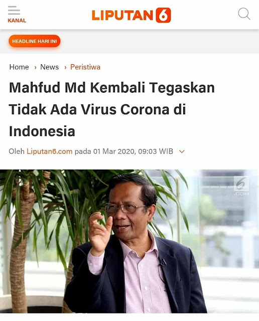 Mahfud MD Corona