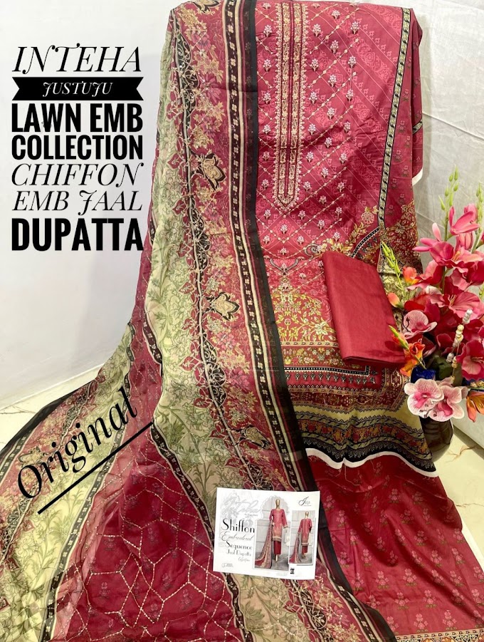 Inteha justuju Lawn Print Original Pakistani Suits wholesaler