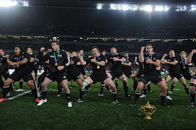 The All Blacks perform the Haka before the 2011 World Cup final.
