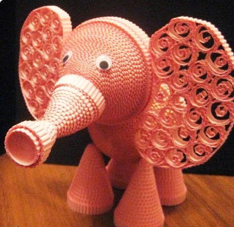 3d paper quilling elephbant figures