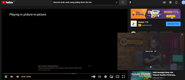 Menggunakan Fitur Picture in Picture di Youtube untuk Kerja sambil Nonton