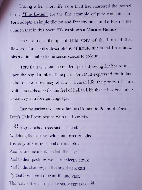 Romanticism in Toru Dutt's poetry