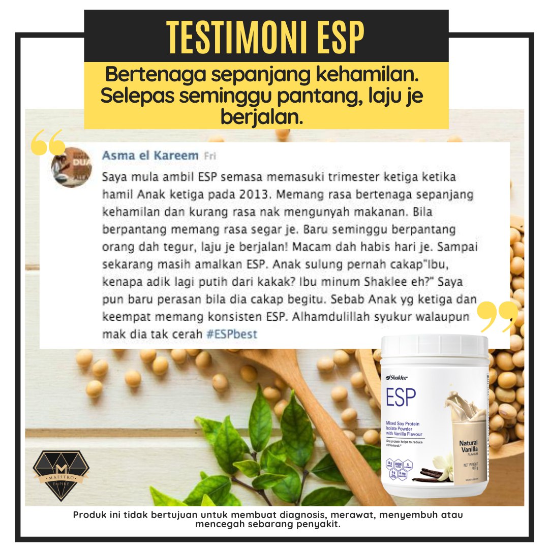 Testimoni ESP Shaklee berkesan