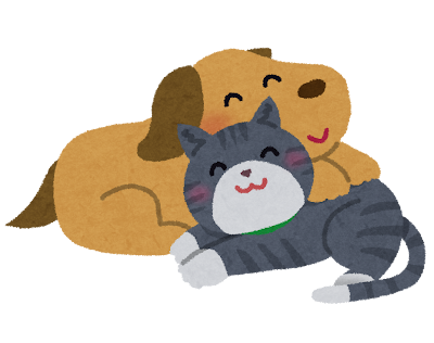 仲良しの犬と猫のイラスト