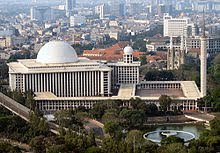 The Istiqlal Mosque and Jakarta Cathedral in Central Jakarta. Indonesia has the world's largest population of Muslims